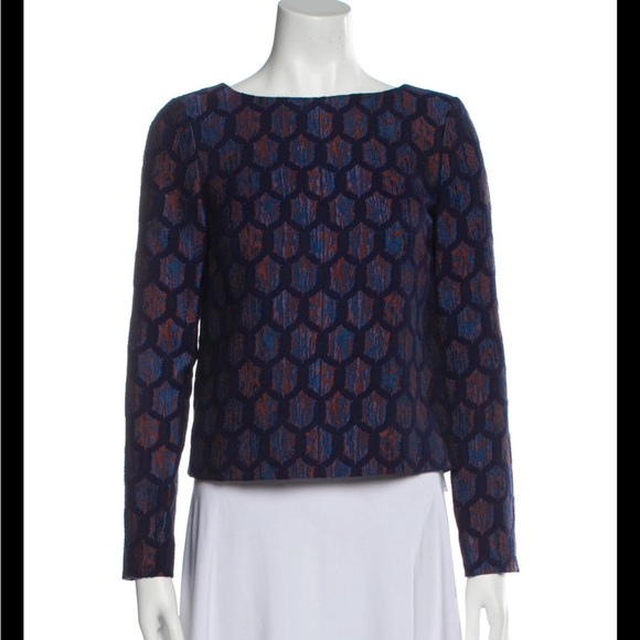 Tory Burch Printed Honeycomb Jacquard Shirt - Picture 1 of 14